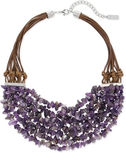 قلادة من الخرز الحجري متعدد الطبقات من بوهيمي غربي مع حبل شمع للنساء - 18.9 بوصة in Kuwait