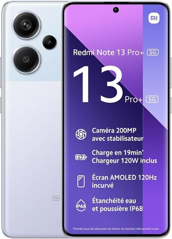 Xiaomi Redmi Note 13 Pro+ Plus 5G + 4G lte (لهاتف Tmobile Mint Tello والعالمي) (256 جيجابايت + 8 جيجابايت) كاميرا ثلاثية 6.67 بوصة بدقة 200 ميجابكسل (أسود منتصف الليل عالمي) in Saudi Arabia