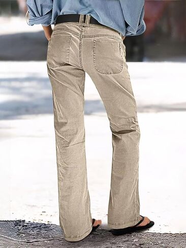Flamingals Wide Leg Bootcut Cargo Pants for Women Casual Mid Waist Flap Pocket Seam Front Work Dress Pants Without Belt in Saudi Arabia