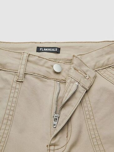 Flamingals Wide Leg Bootcut Cargo Pants for Women Casual Mid Waist Flap Pocket Seam Front Work Dress Pants Without Belt in Saudi Arabia