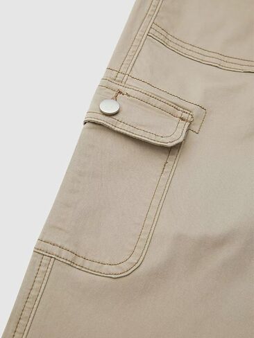 Flamingals Wide Leg Bootcut Cargo Pants for Women Casual Mid Waist Flap Pocket Seam Front Work Dress Pants Without Belt in Saudi Arabia