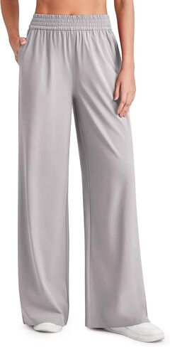 G4Free Chillwhisp Lightweight Flowy Wide Leg Pants Women Elastic Waist Drapey Casual Pants with Pockets in Saudi Arabia