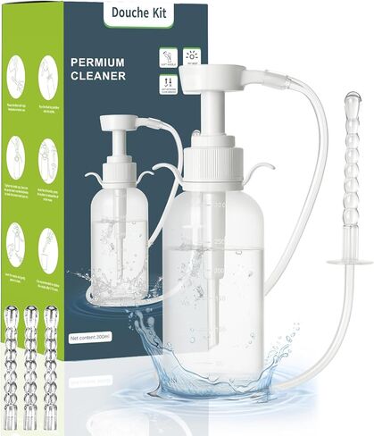 Enema Kit for Colon Cleansing - Anal Douche Anti Back-Flow with Syringe Handle & 3 Nozzle Tips - Vaginal Douche for Women/Douches for Men - 330ml in Saudi Arabia