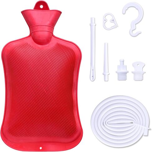 مجموعة حقيبة حقنة شرجية مطاطية لتنظيف القولون للنساء، حقيبة دش شرجي، منظف حقنة شرجية، زجاجة ماء ساخن (2 كوارت) in Kuwait