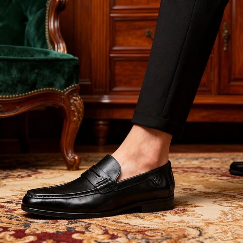 Men's Leather Penny Loafer Dress Shoes Slip-On Driving Moccasin for Wedding, Party & Formal, Durable & Comfortable in Saudi Arabia