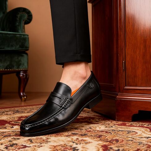 Men's Leather Penny Loafer Dress Shoes Slip-On Driving Moccasin for Wedding, Party & Formal, Durable & Comfortable in Saudi Arabia