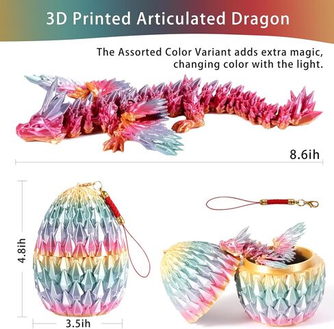 3PCS 3D Printed Dragon Egg with Keychains - Articulated Fidget Toys for Executive Home Office Decor Suprprise eggs, Easter Basket Stuffer, stocking stuffers - Gifts for Gamers, D&D Fans (Style-2) in Saudi Arabia