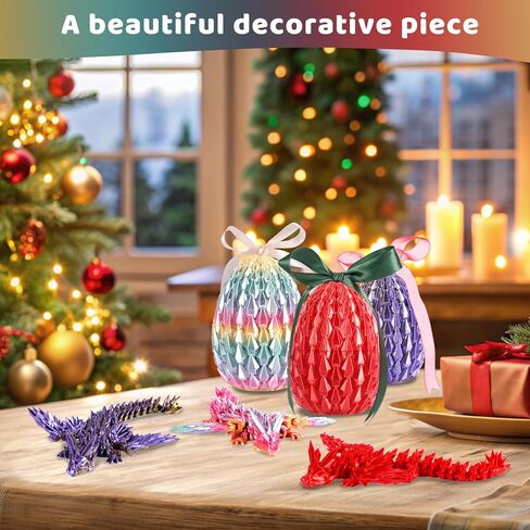 3PCS 3D Printed Dragon Egg with Keychains - Articulated Fidget Toys for Executive Home Office Decor Suprprise eggs, Easter Basket Stuffer, stocking stuffers - Gifts for Gamers, D&D Fans (Style-2) in Saudi Arabia