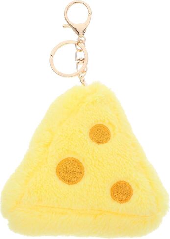 Cute Fluffy Cheese Keychain Adorable Plush Keyring for Bags Backpacks and Keys Soft Stuffed Food Pendant Kawaii Aesthetic Accessory in Saudi Arabia