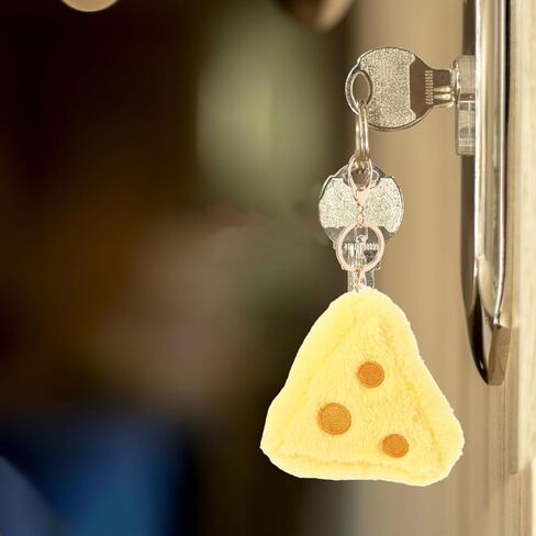 Cute Fluffy Cheese Keychain Adorable Plush Keyring for Bags Backpacks and Keys Soft Stuffed Food Pendant Kawaii Aesthetic Accessory in Saudi Arabia