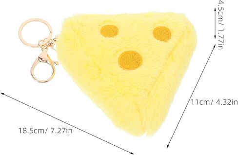 Cute Fluffy Cheese Keychain Adorable Plush Keyring for Bags Backpacks and Keys Soft Stuffed Food Pendant Kawaii Aesthetic Accessory in Saudi Arabia