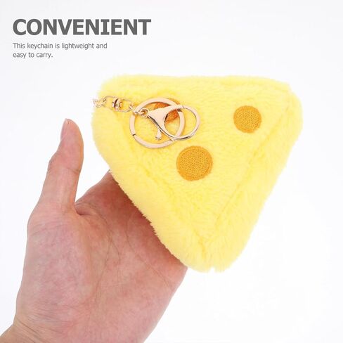 Cute Fluffy Cheese Keychain Adorable Plush Keyring for Bags Backpacks and Keys Soft Stuffed Food Pendant Kawaii Aesthetic Accessory in Saudi Arabia