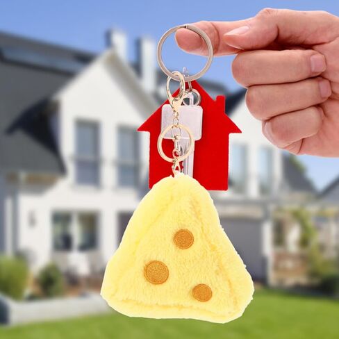 Cute Fluffy Cheese Keychain Adorable Plush Keyring for Bags Backpacks and Keys Soft Stuffed Food Pendant Kawaii Aesthetic Accessory in Saudi Arabia