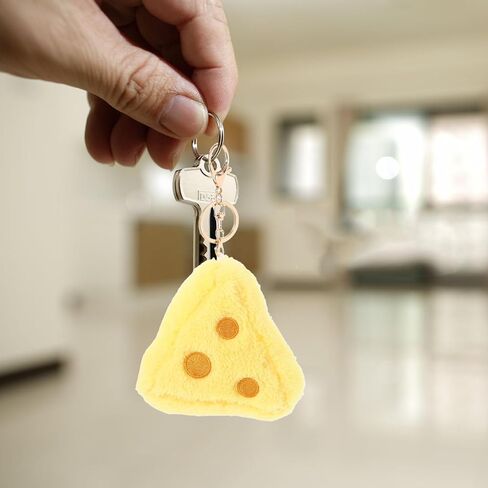 Cute Fluffy Cheese Keychain Adorable Plush Keyring for Bags Backpacks and Keys Soft Stuffed Food Pendant Kawaii Aesthetic Accessory in Saudi Arabia