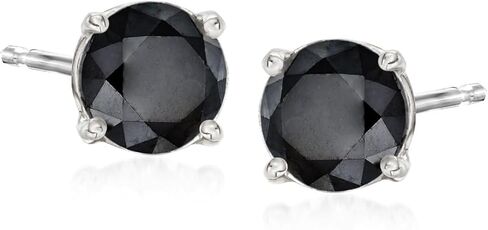 1.00 ct. t.w. Black lab created Diamond Stud Earrings in 14kt White Gold plated for women in Saudi Arabia