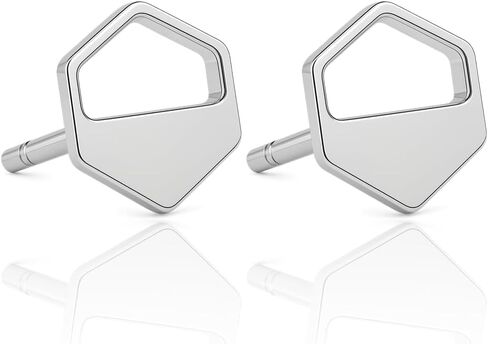 Silver Hexagon Cutout Stud Earrings – Modern Minimalist Design, Everyday Lightweight Silver Jewelry, Sleek Geometric Style, Jewelry Gifts for Her in Saudi Arabia