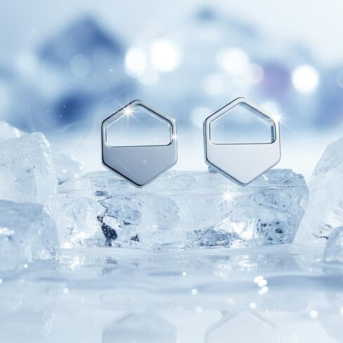 Silver Hexagon Cutout Stud Earrings – Modern Minimalist Design, Everyday Lightweight Silver Jewelry, Sleek Geometric Style, Jewelry Gifts for Her in Saudi Arabia