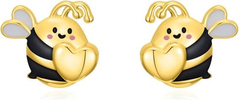 Animal Stud Earring Sterling Silver Bee/Cat/High Cow/Axolotl Heart Earring Cute Animal Jewelry Gifts for Women in Saudi Arabia