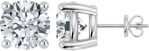 أقراط مرصعة بالألماس من IGI معتمدة من 0.50 إلى 5 قيراط للنساء من الذهب الأبيض/الأصفر عيار 14 قيراط بشكل دائري 4 شقوق لولبية لتغليف صندوق هدايا المجوهرات (لون E-F، وضوح VS1-VS2) in Kuwait