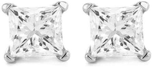 أقراط مرصعة بالماس سوليتير معتمدة من GIA 1 قيراط برينسيس 4 شقوق دفع للخلف (لون D-E، وضوح VVS1-VVS2) in Saudi Arabia