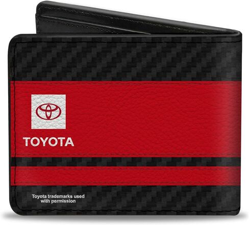 Buckle-Down Toyota Wallet, Bifold, Toyota TRD Logos Stripe Black Red Black White, Vegan Leather in Saudi Arabia