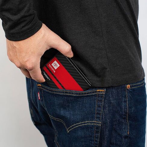 Buckle-Down Toyota Wallet, Bifold, Toyota TRD Logos Stripe Black Red Black White, Vegan Leather in Saudi Arabia