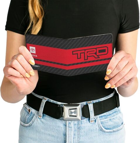 Buckle-Down Toyota Wallet, Bifold, Toyota TRD Logos Stripe Black Red Black White, Vegan Leather in Saudi Arabia