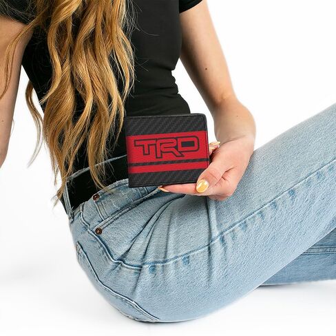 Buckle-Down Toyota Wallet, Bifold, Toyota TRD Logos Stripe Black Red Black White, Vegan Leather in Saudi Arabia