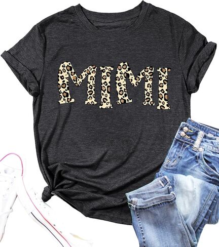 Mimi Shirts for Women Leopard Print Mimi Graphic Tees Shirts Grandma Gift Casual Short Sleeve Tees Tops in Saudi Arabia