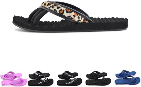 EVA Footbed Orthotic Pedicure Flip Flops for Women - Comfortable Arch Support Sandals Women's for Home, Salon, Yoga & Gym - Flip Flops with Built in Toe Separators for Nail Drying (Mesh Navy-XL) in Kuwait