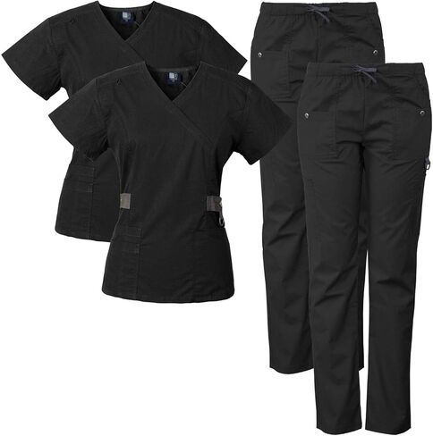 Medgear 2-PACK 12-Pocket Women's Scrub Set with Silver Snap Detail & Contrast Trim in Saudi Arabia