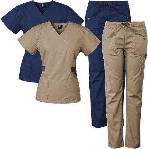 Medgear 2-PACK 12-Pocket Women's Scrub Set with Silver Snap Detail & Contrast Trim in Saudi Arabia