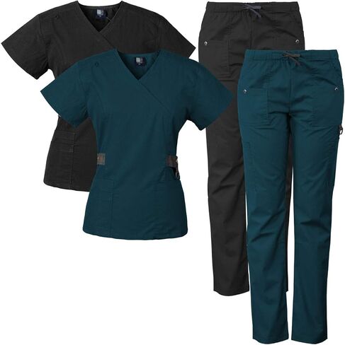 Medgear 2-PACK 12-Pocket Women's Scrub Set with Silver Snap Detail & Contrast Trim in Saudi Arabia