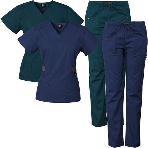 Medgear 2-PACK 12-Pocket Women's Scrub Set with Silver Snap Detail & Contrast Trim in Saudi Arabia