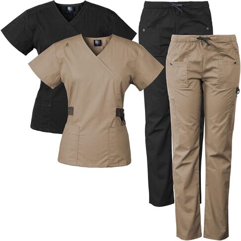 Medgear 2-PACK 12-Pocket Women's Scrub Set with Silver Snap Detail & Contrast Trim in Saudi Arabia