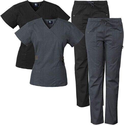 Medgear 2-PACK 12-Pocket Women's Scrub Set with Silver Snap Detail & Contrast Trim in Saudi Arabia