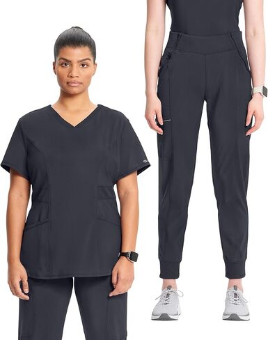 Infinity Scrub Set for Women V-Neck Top CK623 and Mid Rise Jogger Pants with Moisture Wicking & 360° Stretch Fabric - CK110A in Saudi Arabia