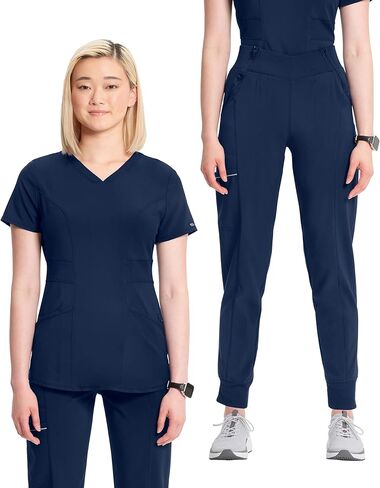 Infinity Scrub Set for Women V-Neck Top CK623 and Mid Rise Jogger Pants with Moisture Wicking & 360° Stretch Fabric - CK110A in Saudi Arabia