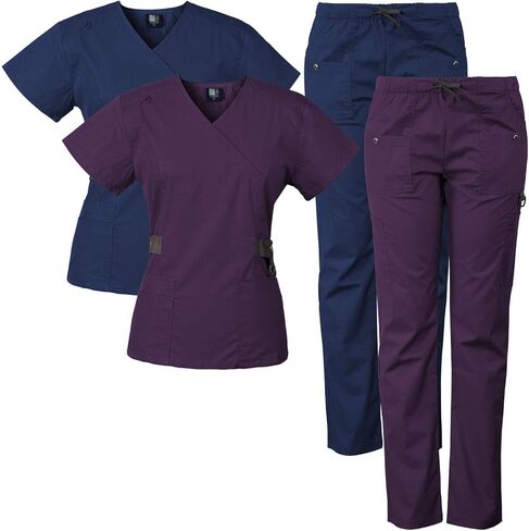 Medgear 2-PACK 12-Pocket Women's Scrub Set with Silver Snap Detail & Contrast Trim in Saudi Arabia