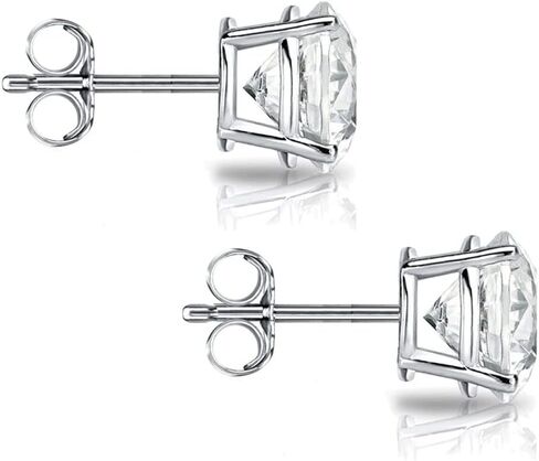 أقراط مويسانيتي مرصعة • 14 قيراط من الذهب الخالص • قطع مستديرة • أقراط مويسانيتي • أقراط فضية • حلق مويسانيتي • إعداد ذو 4 شقوق in Kuwait