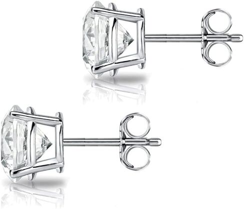 أقراط مويسانيتي مرصعة • 14 قيراط من الذهب الخالص • قطع مستديرة • أقراط مويسانيتي • أقراط فضية • حلق مويسانيتي • إعداد ذو 4 شقوق in Kuwait