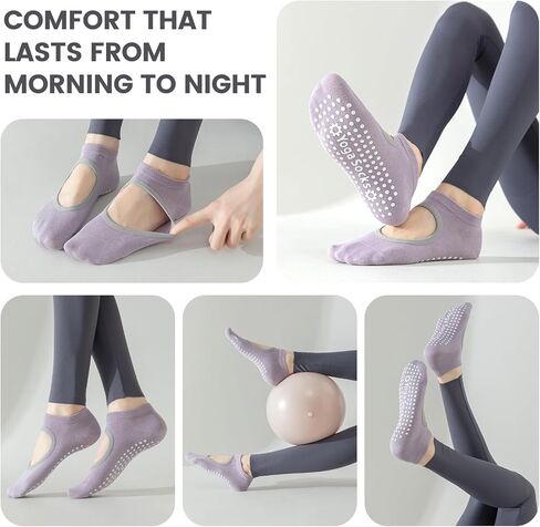 Yoga Socks for Women Non-Slip Grips, Ideal for Pilates, Barre, Ballet, Dance, and Barefoot Workouts in Saudi Arabia