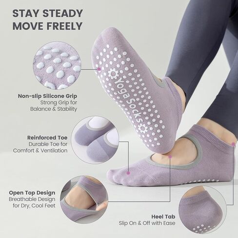 Yoga Socks for Women Non-Slip Grips, Ideal for Pilates, Barre, Ballet, Dance, and Barefoot Workouts in Saudi Arabia