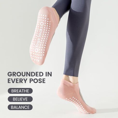 Yoga Socks for Women Non-Slip Grips, Ideal for Pilates, Barre, Ballet, Dance, and Barefoot Workouts in Saudi Arabia