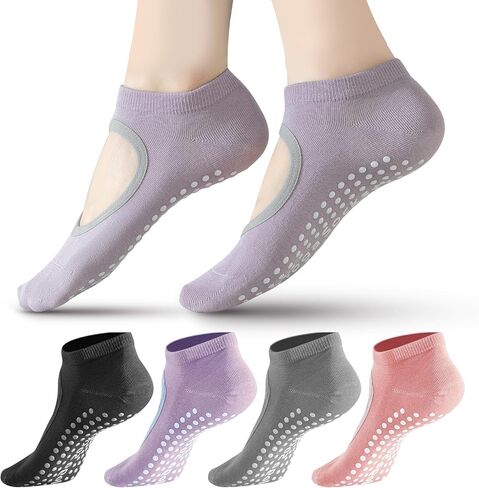 Yoga Socks for Women Non-Slip Grips, Ideal for Pilates, Barre, Ballet, Dance, and Barefoot Workouts in Saudi Arabia