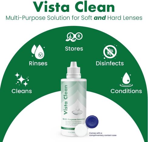 Vista Clean Multi-Purpose Solution for Scleral and Gas Permeable Contact Lenses, Includes Lens Case (3.4 fl oz) in Saudi Arabia
