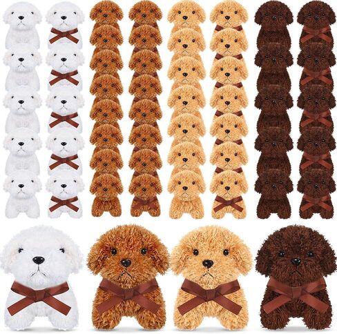Liliful Puppy Dogs Stuffed Animals Bulk Assorted Mini Dog Doll 50 Pcs Soft Fluffy Plush Animal for Kids Baby Girls Boys Back to School Birthday Valentine Gifts Party Favor (Light Brown) in Saudi Arabia