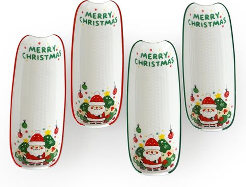 حاملات كوز الذرة السيراميكية من Cinf مقاس 8.8 بوصة، مجموعة من 4 أطباق ذرة، أطباق بيضاء غير قابلة للانزلاق وآمنة للاستخدام في الميكروويف وغسالة الأطباق in Kuwait