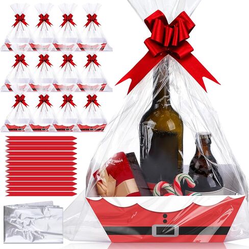 Yeaqee 36 Pcs 12 Pack 8 x 10 Inch christmas Baskets for Gifts Empty Baskets with Bows Ribbons Bulk Snowman Baskets Thank You Appreciation Gift Box for Holiday Party Favors in Saudi Arabia