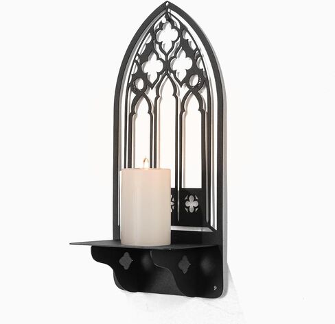 Black Candle Holders, Arched Church Metal Candle Stick Holders, Metal Candle Holder, Candlestick Holders, Rustic Arch Wall Decor for Living Room(Black 2, 5.9X12inches,2 Pieces) in Saudi Arabia